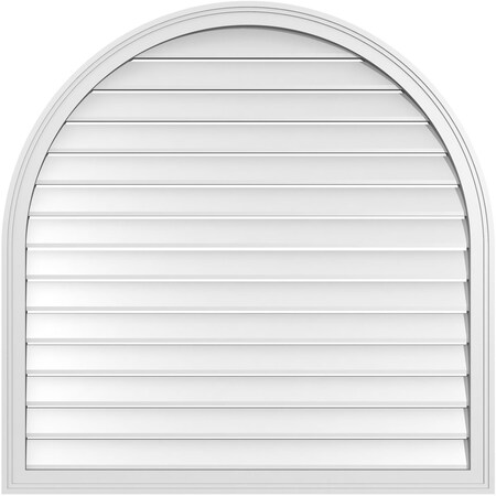 Ekena Millwork Round Top Surface Mount PVC Gable Vent: Functional, w/ 2"W x 1-1/2"P Brickmould Frame, 42"W x 42"H GVPRT42X4202SF